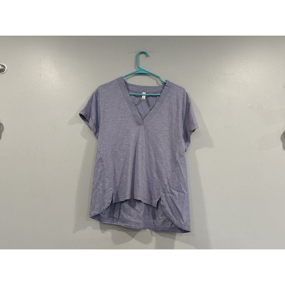 Daily Practice by Anthropologie Purple Vneck Short Sleeve Shirt Small S
